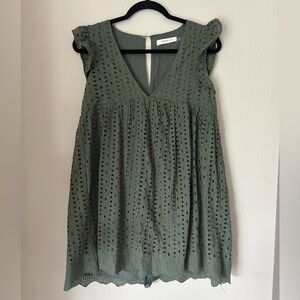 Mustard Seed Babydoll Eyelet Romper Dress Size Small